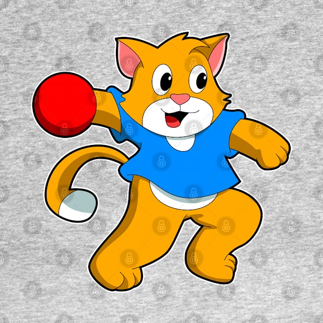 Cat as Handball player with handball by Markus Schnabel